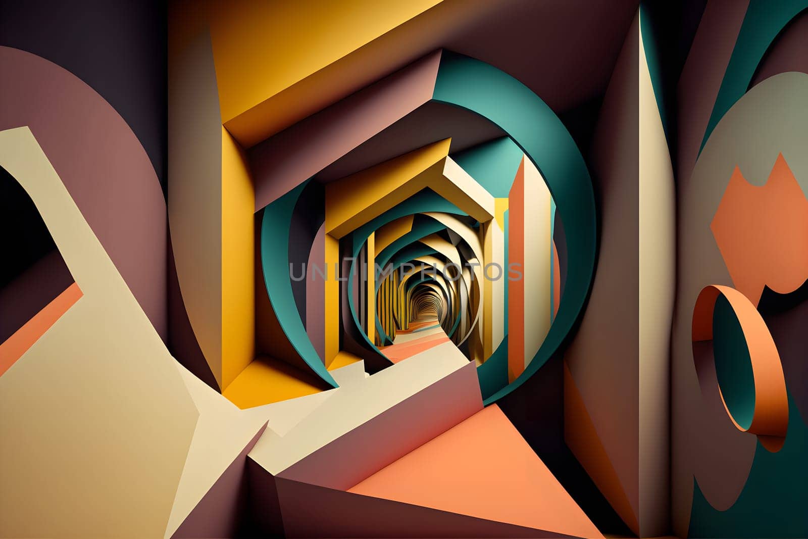 abstract minimalistic geometric shapes scene, neural network generated art. Digitally generated image. Not based on any actual scene or pattern.