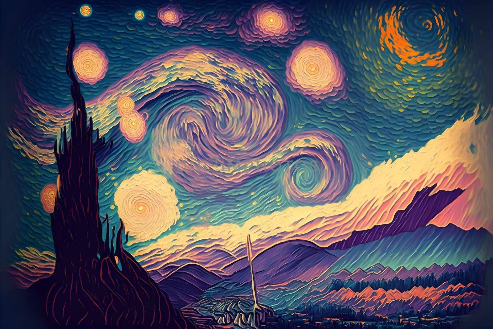 Pointillism art style landscape, neural network generated art by z1b