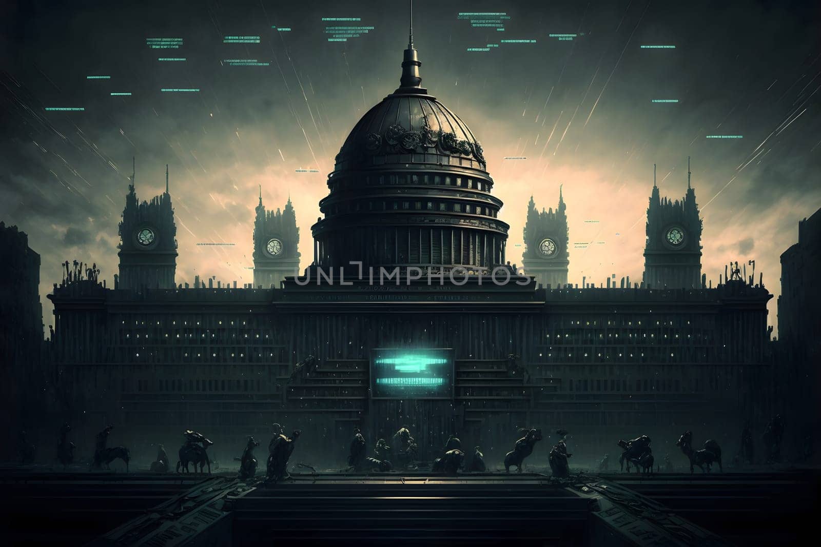 cyber government concept, neural network generated art. Digitally generated image. Not based on any actual person, scene or pattern.