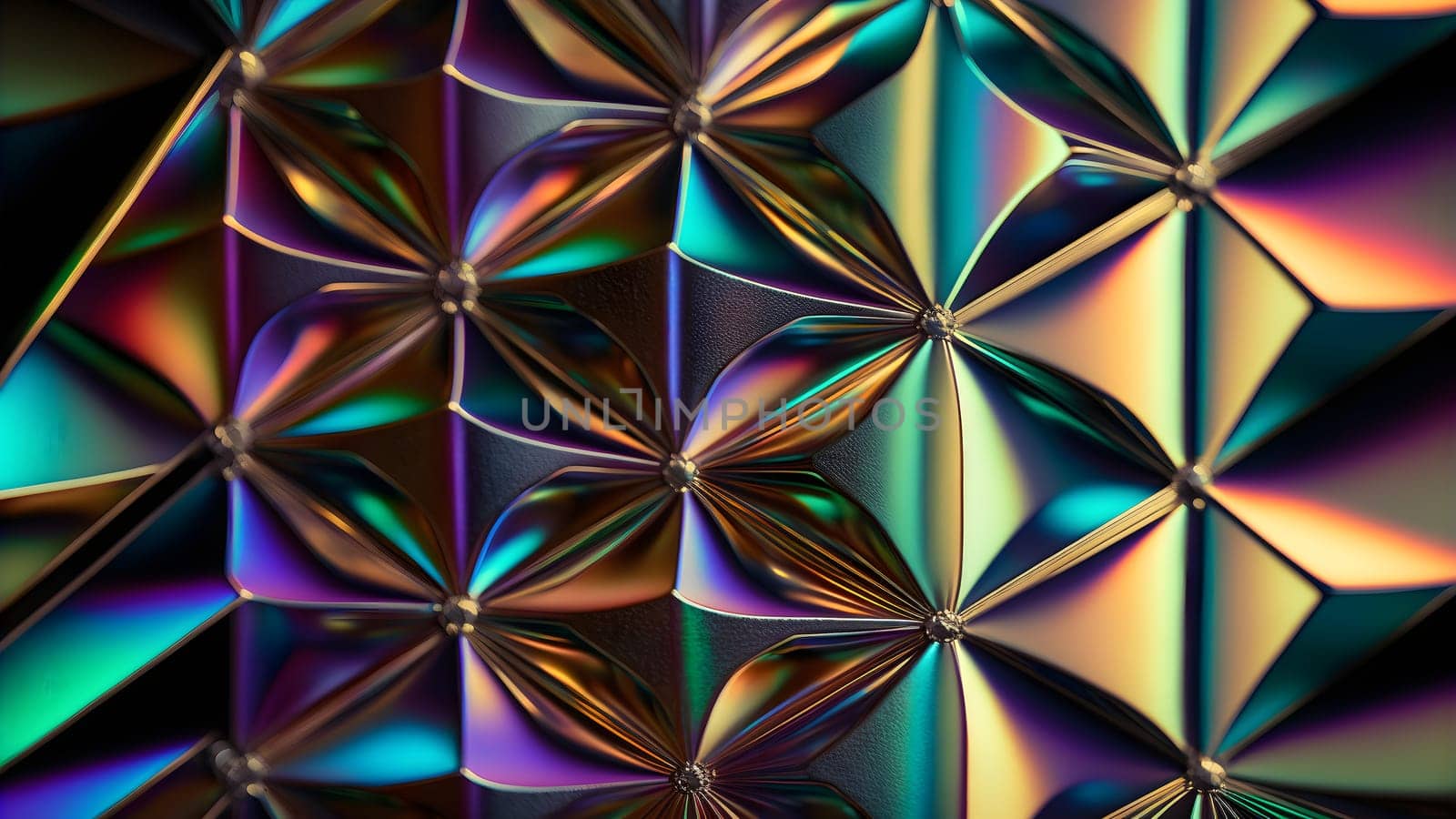 texture and abstract full-frame background of iridescent metal, neural network generated art. Digitally generated image. Not based on any actual scene or pattern.