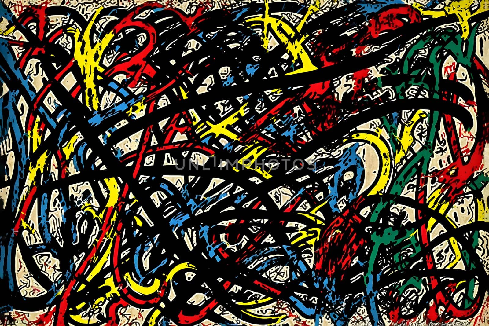 abstract 2d art of chaotic lines, neural network generated art. Digitally generated image. Not based on any actual scene or pattern.