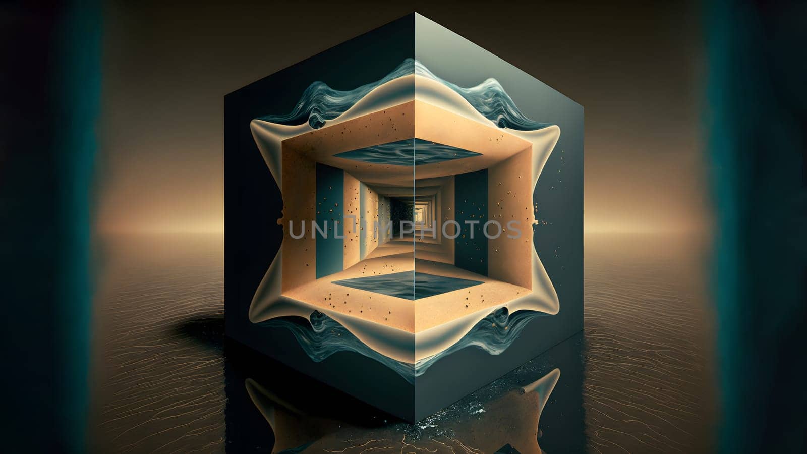 abstract cuboid representation of fourth dimension space, neural network generated art by z1b