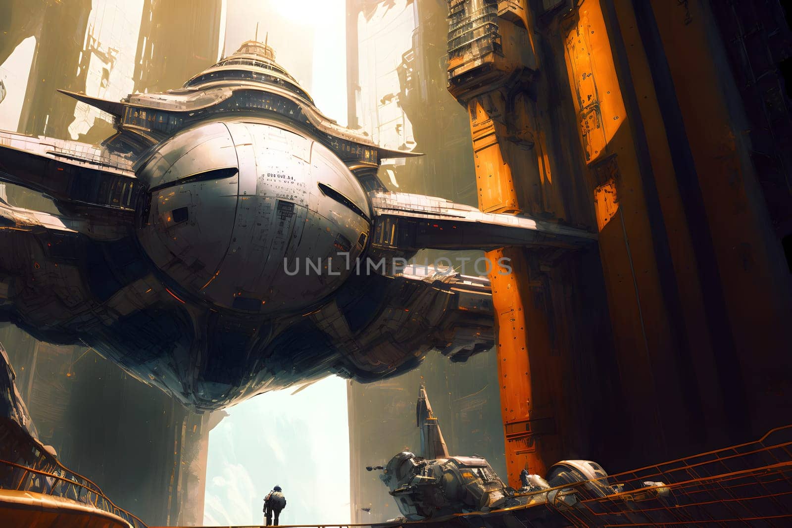 fantastic utopian industrial space station complex architecture, neural network generated art by z1b