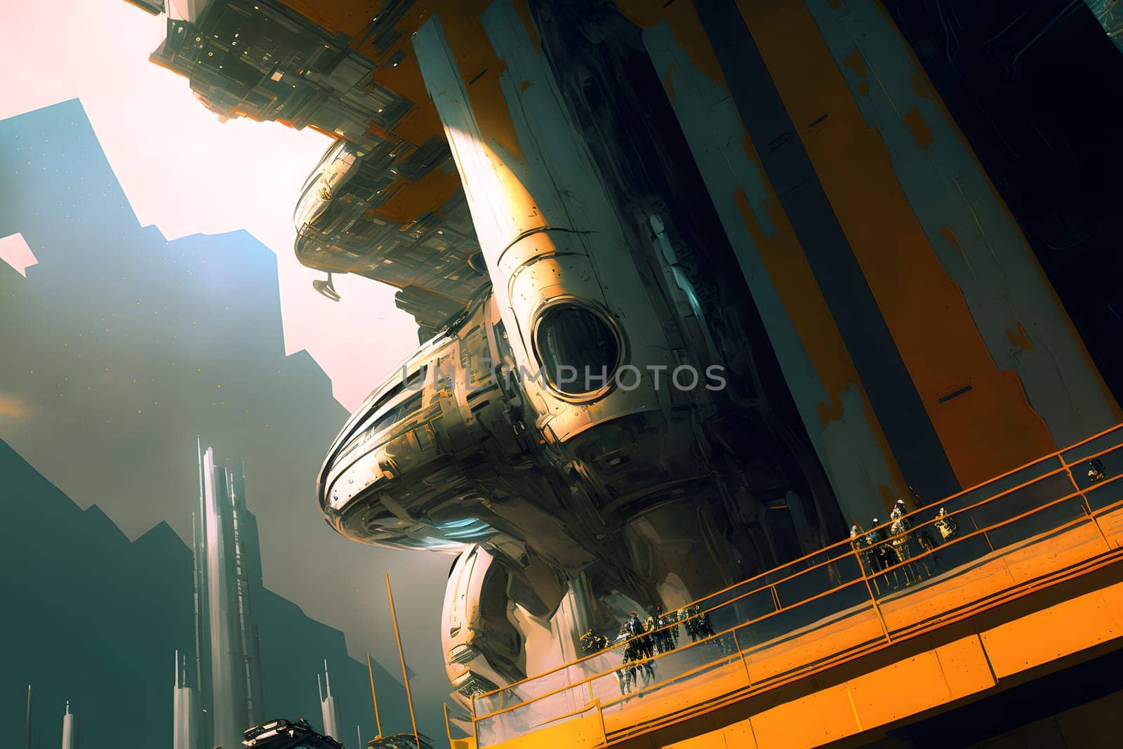 fantastic utopian industrial space station complex architecture, neural network generated art by z1b