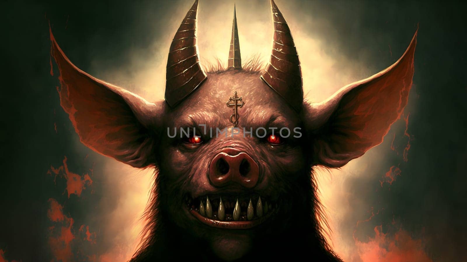hellish satans underswine, neural network generated art. Digitally generated image. Not based on any actual person, scene or pattern.