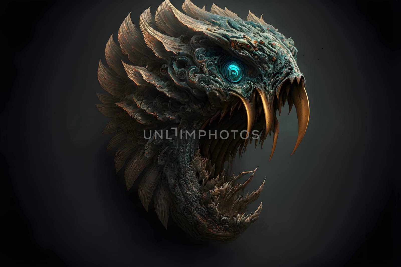 demonic nightmare beast covered with sharp thorns, neural network generated art. Digitally generated image. Not based on any actual person, scene or pattern.