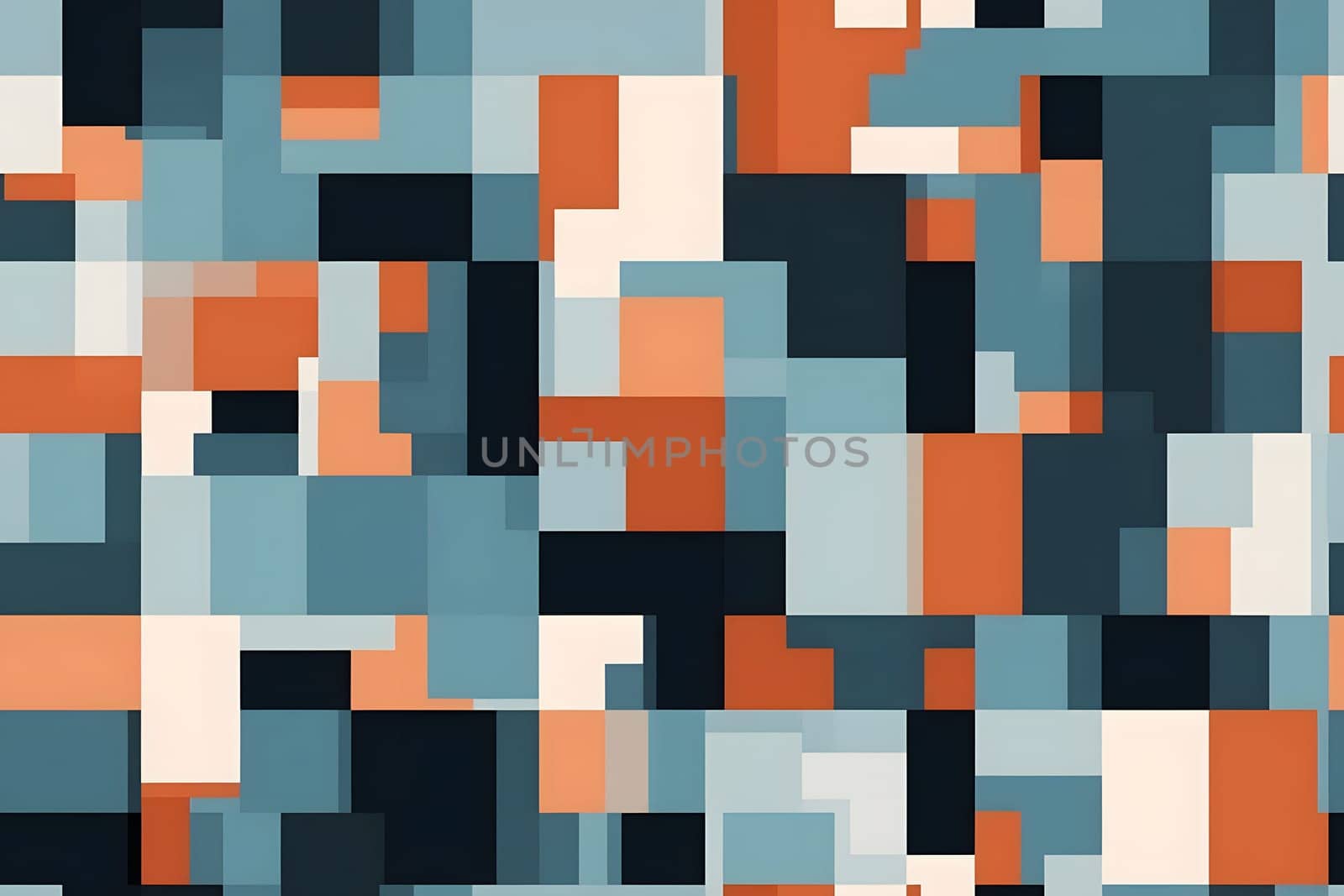 Minimalistic geometric 2d background in cubism style with gray blue orange colors. Neural network generated in May 2023. Not based on any actual person, scene or pattern.