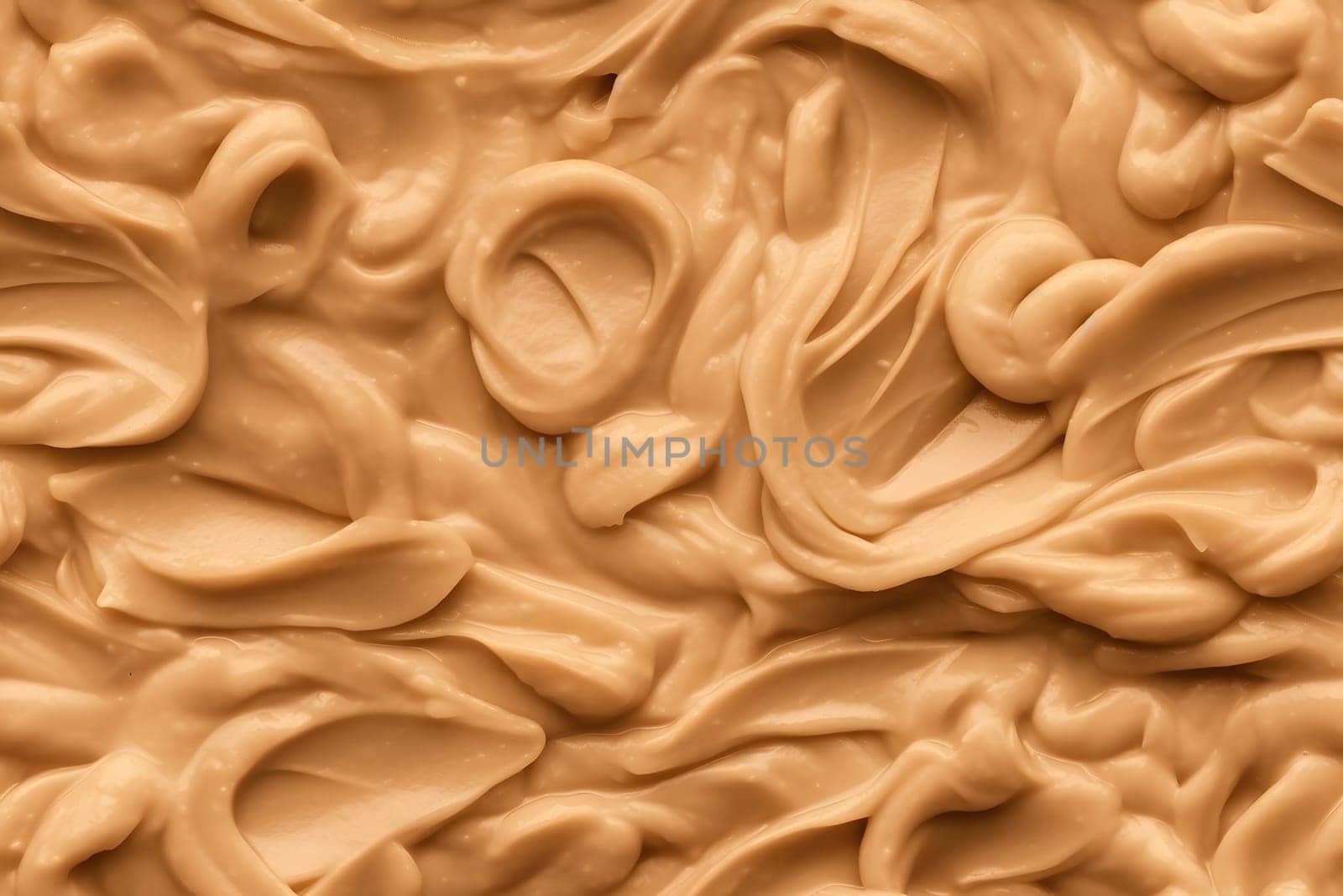 Seamless peanut butter texture and full-frame background. Neural network generated in May 2023. Not based on any actual person, scene or pattern.