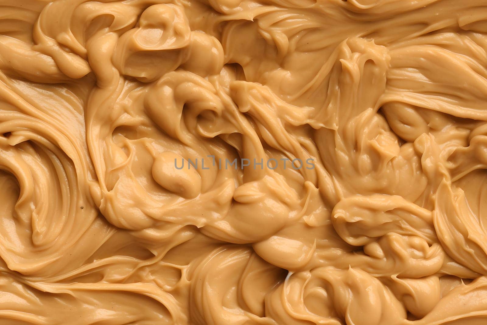 Seamless peanut butter texture and full-frame background. Neural network generated in May 2023. Not based on any actual person, scene or pattern.
