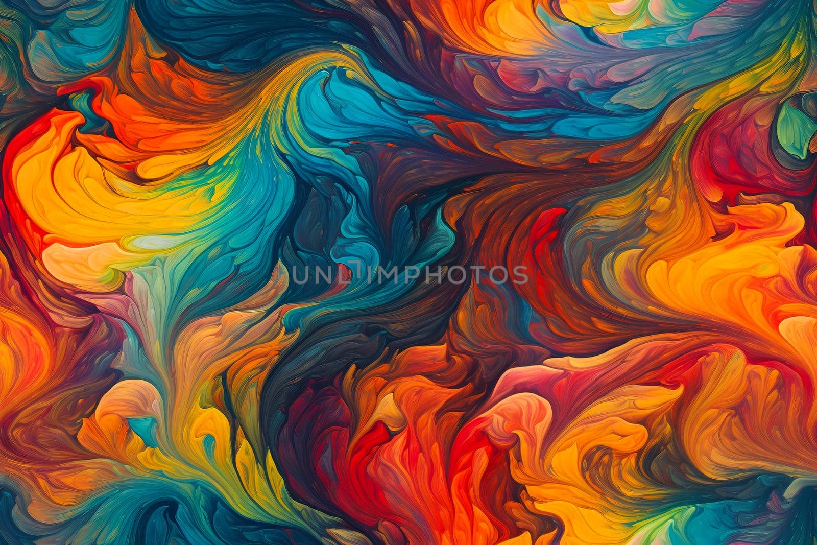 flat seamless background of colored diffusing turbulent fumes or paint pigments in liquid. Neural network generated in May 2023. Not based on any actual scene or pattern.