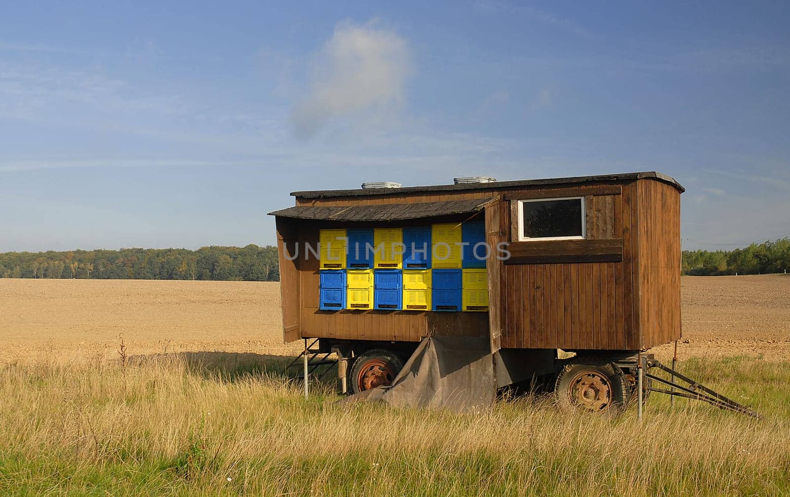 Maybe one of you still knows the bee wagon in the rapeseed field......! This is what it looked like today in the same place! Mowed down and the harvest completed..... only the beekeeper has his work to do!