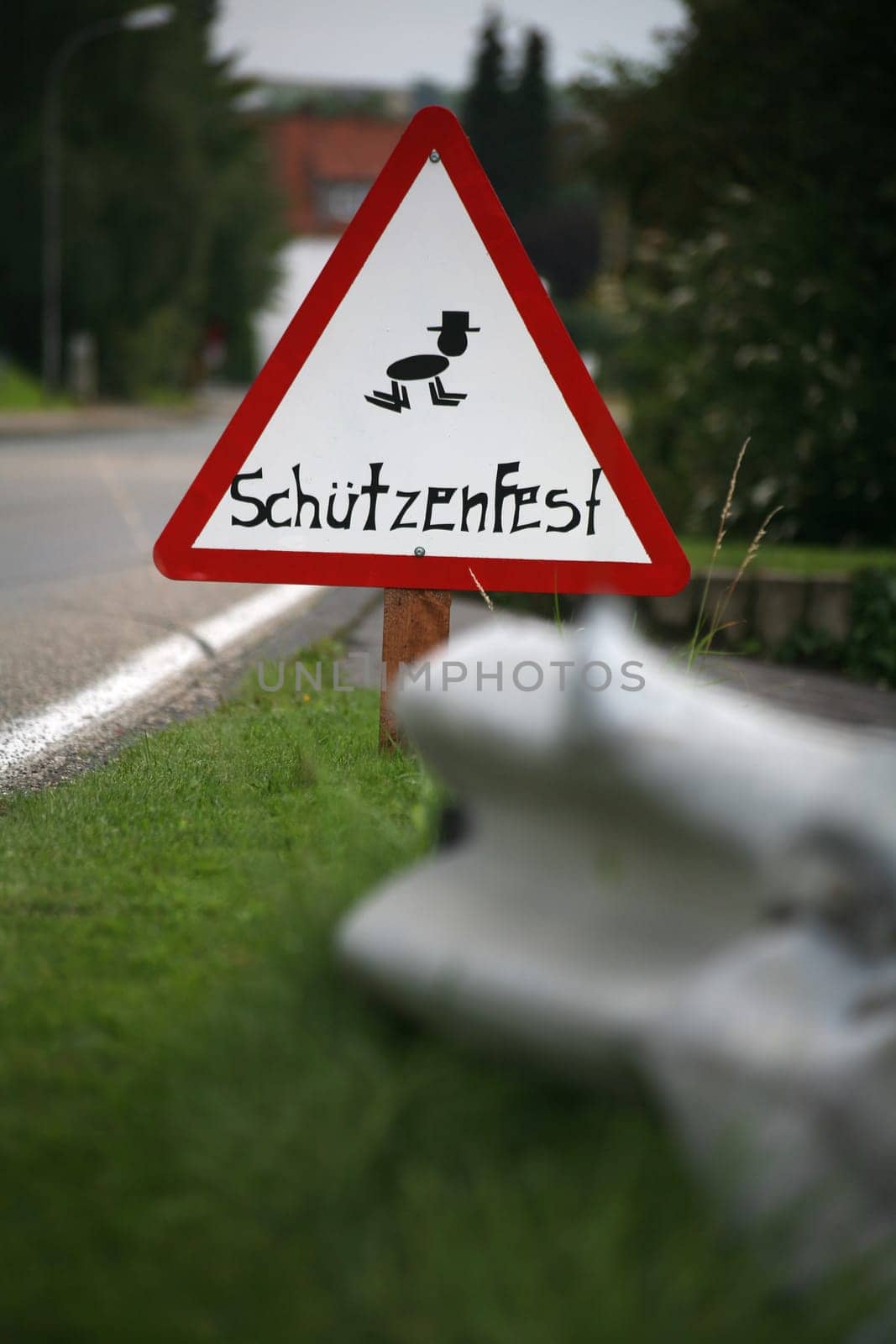 Warning sign in our village at the shooting festival time