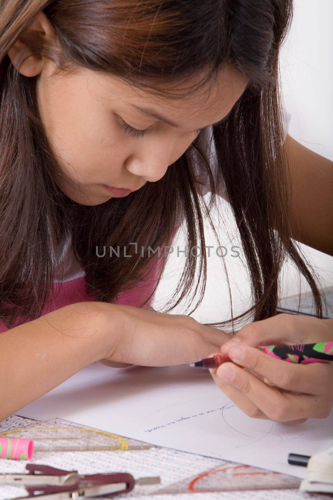 Teenage girl studying