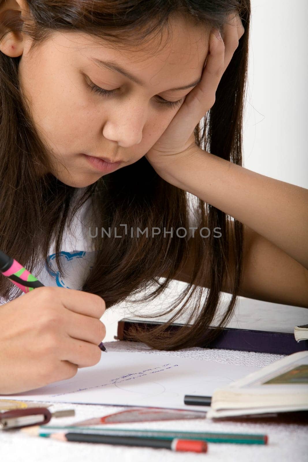 Teenage girl doing homework