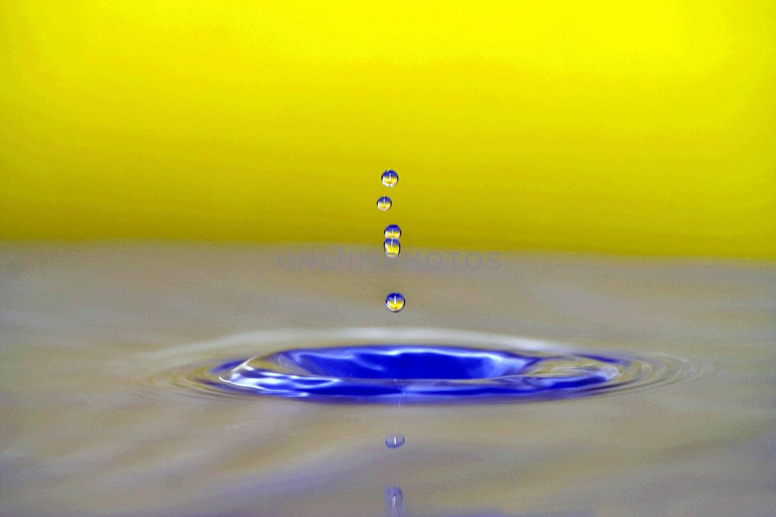 Water droplets yellow blue