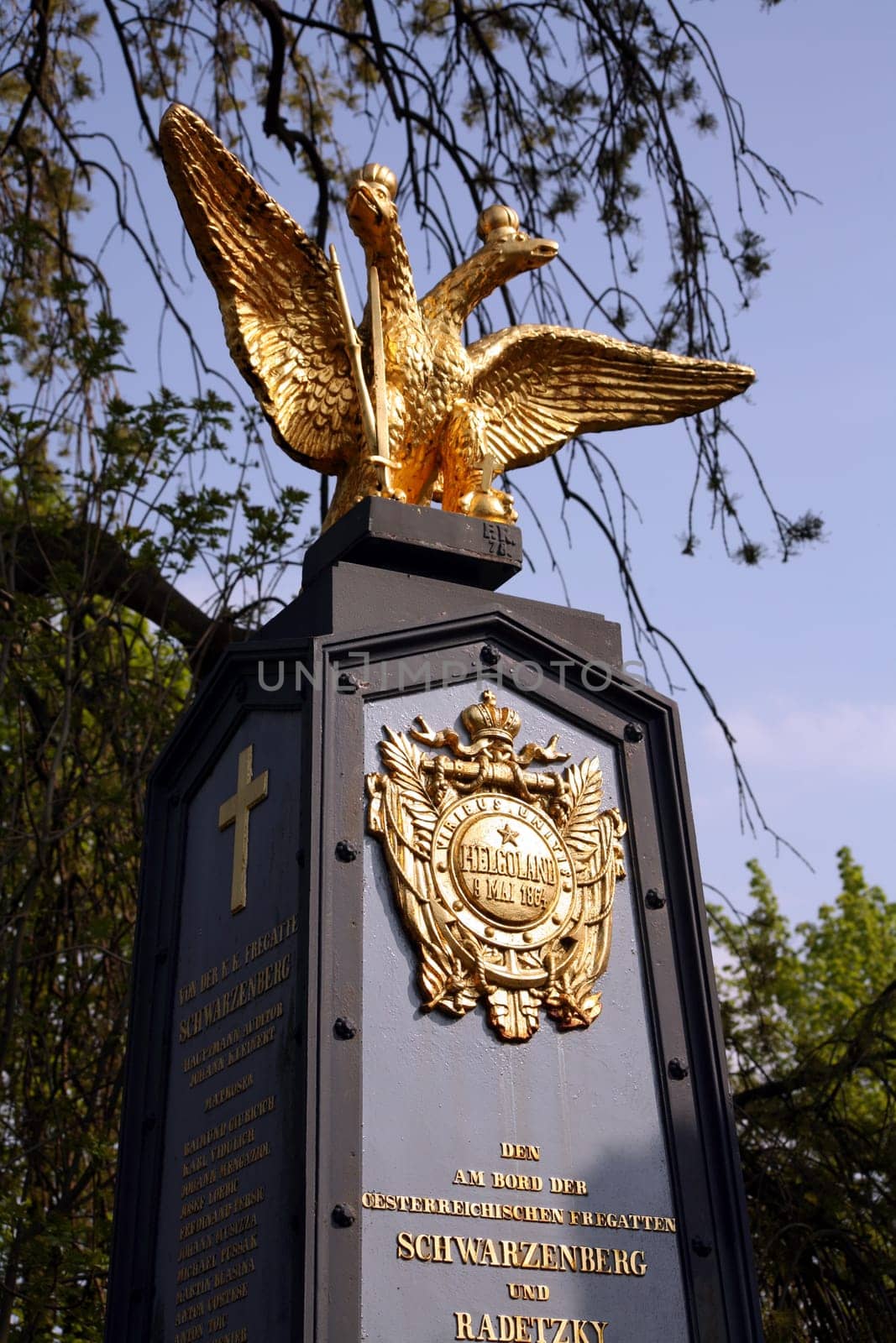Memorial at the cemetery in Cuxhaven for the Austrian sailors of the frigates Radetzky and Schwarzenberg who died in the naval battle off Heligoland on 9.5.1864.
