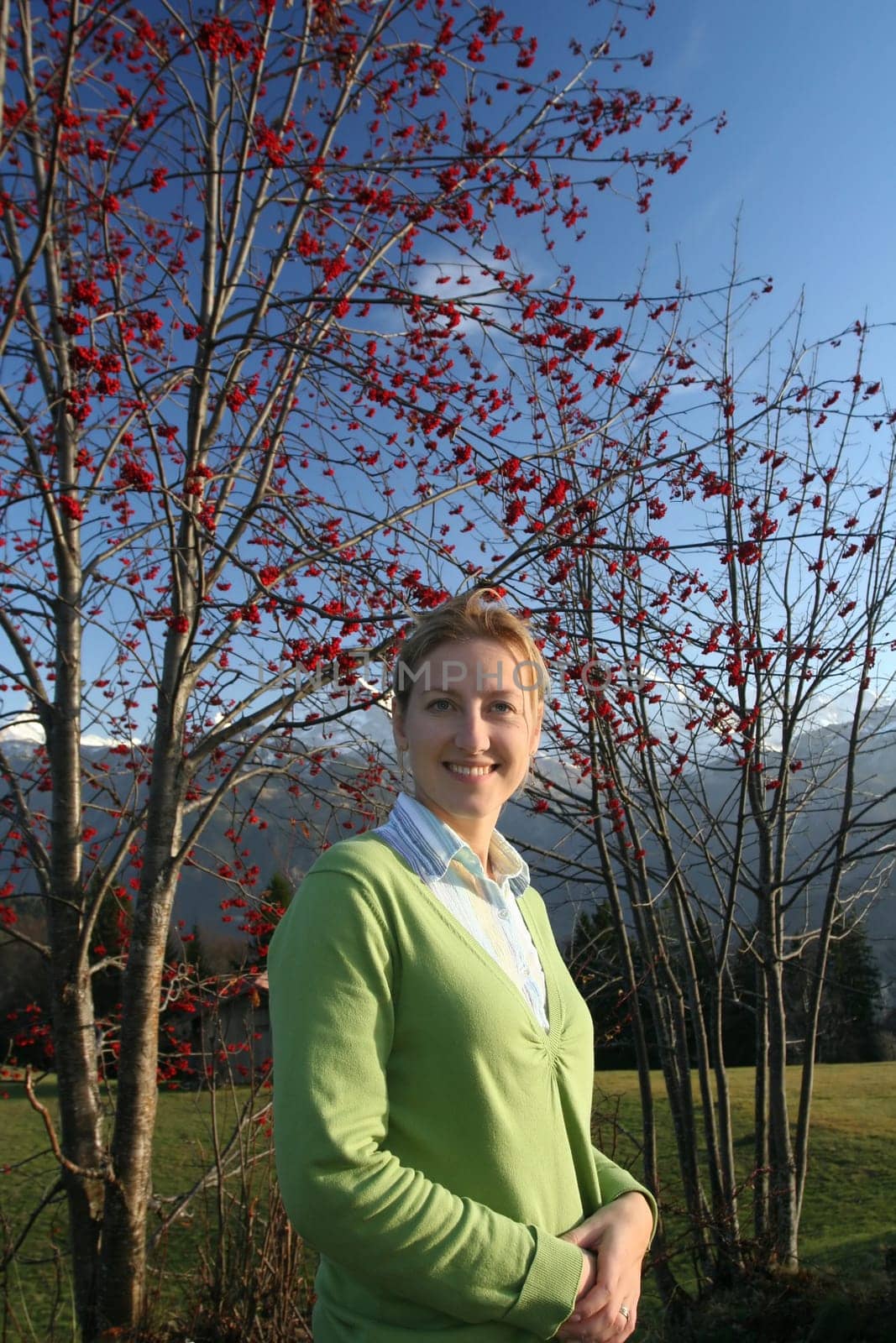 Portrait at the bird cherry