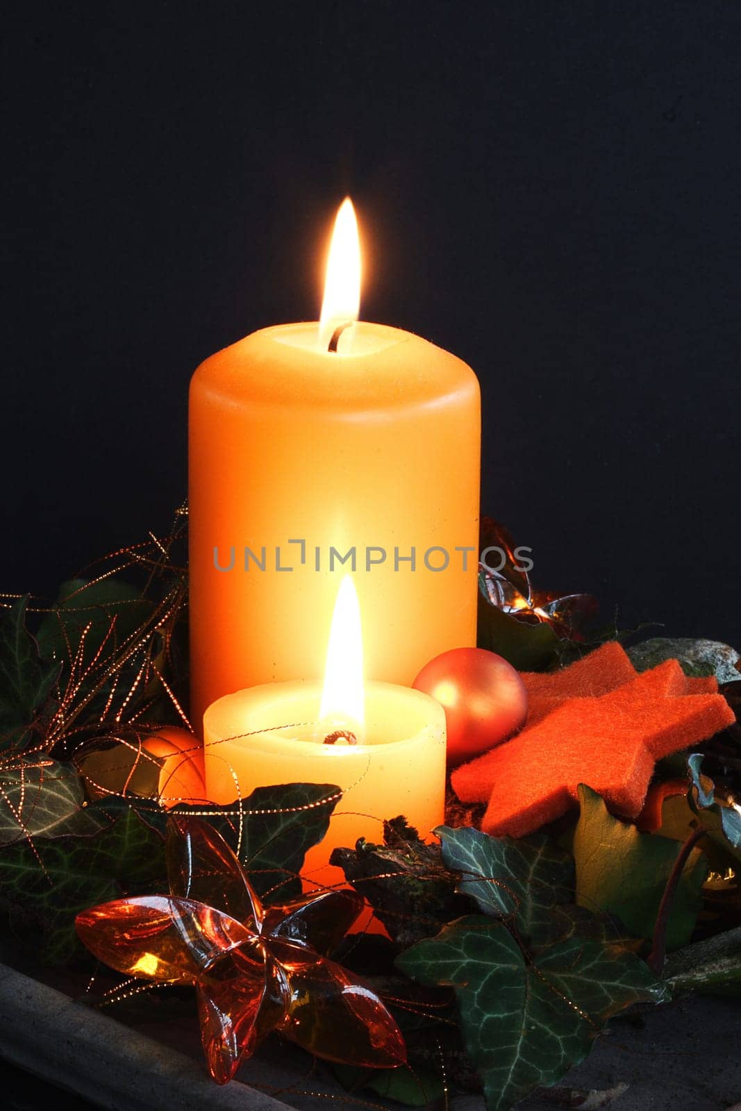 two orange candles