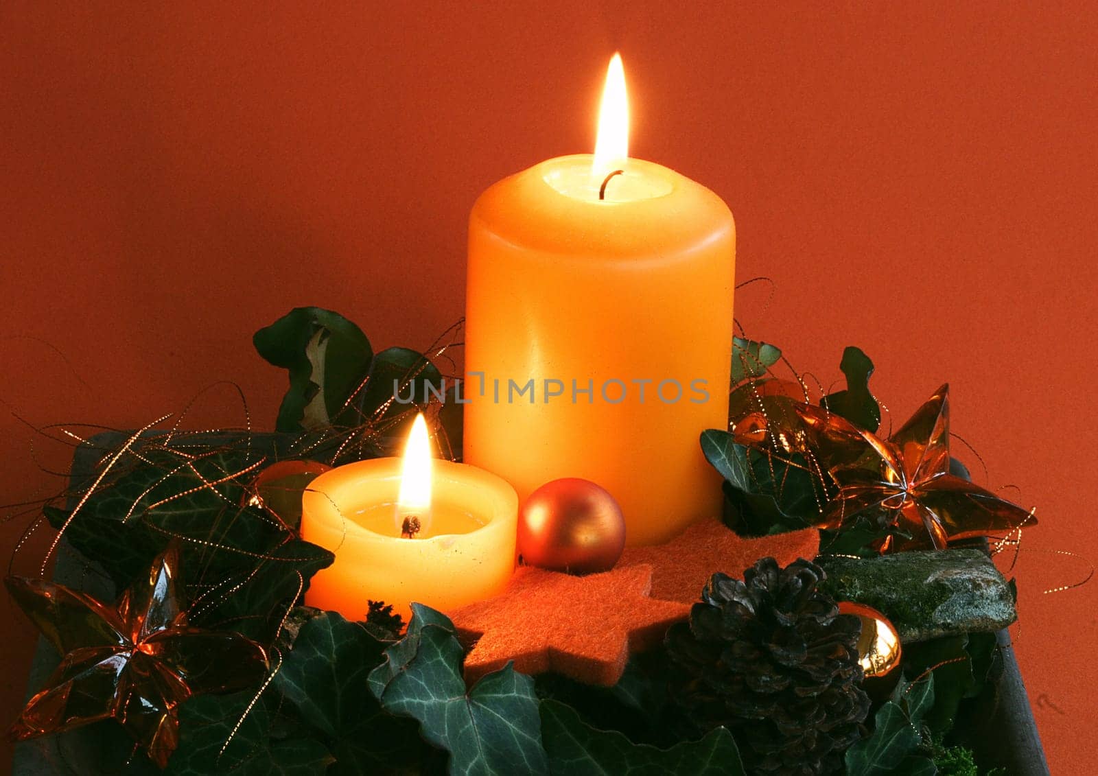 two orange candles