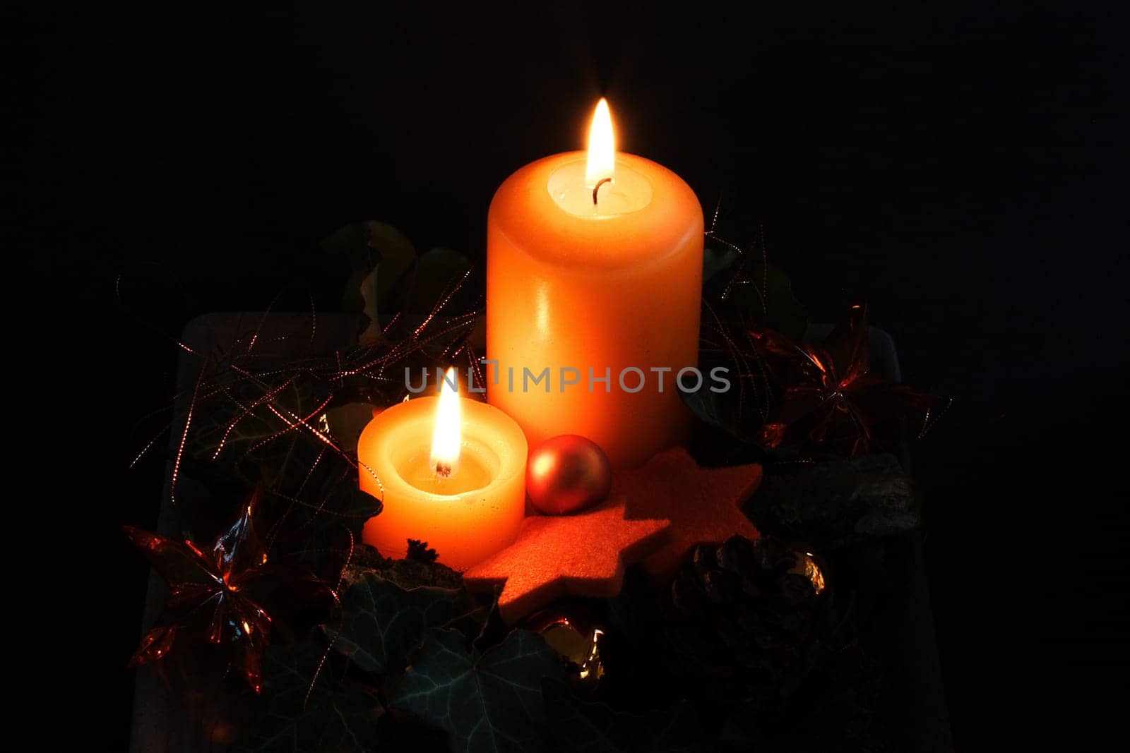 two orange candles