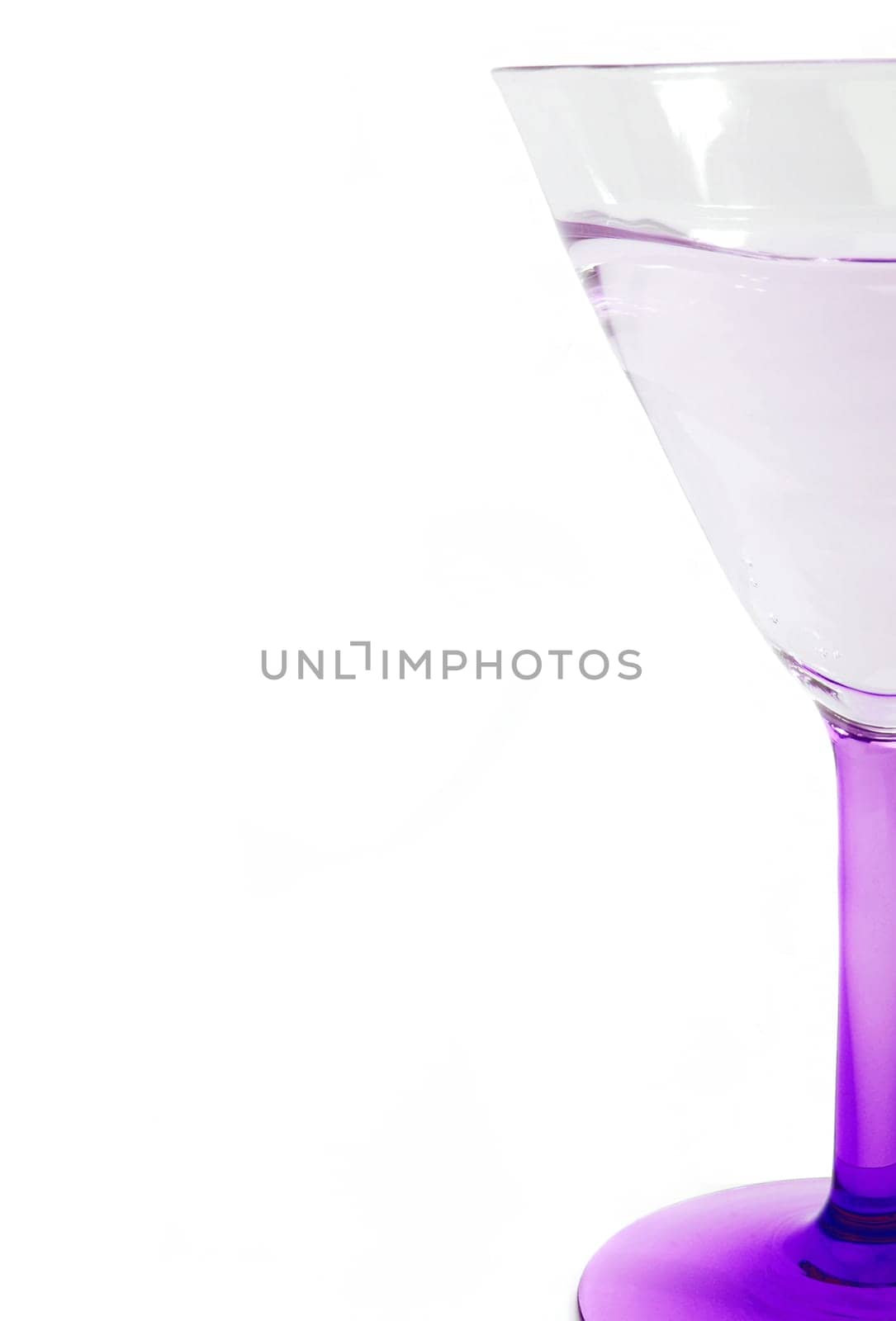 Wine glass with purple stem.
