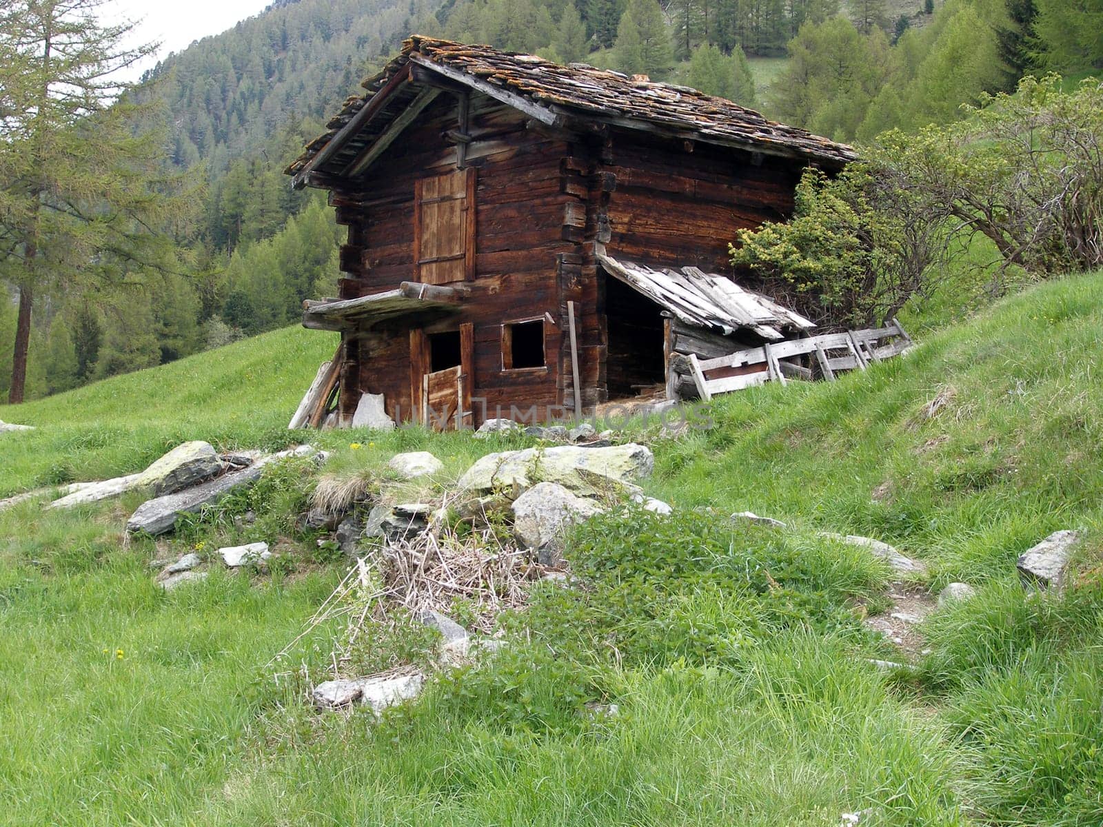 This old house stands on a mountain near Zermatt.