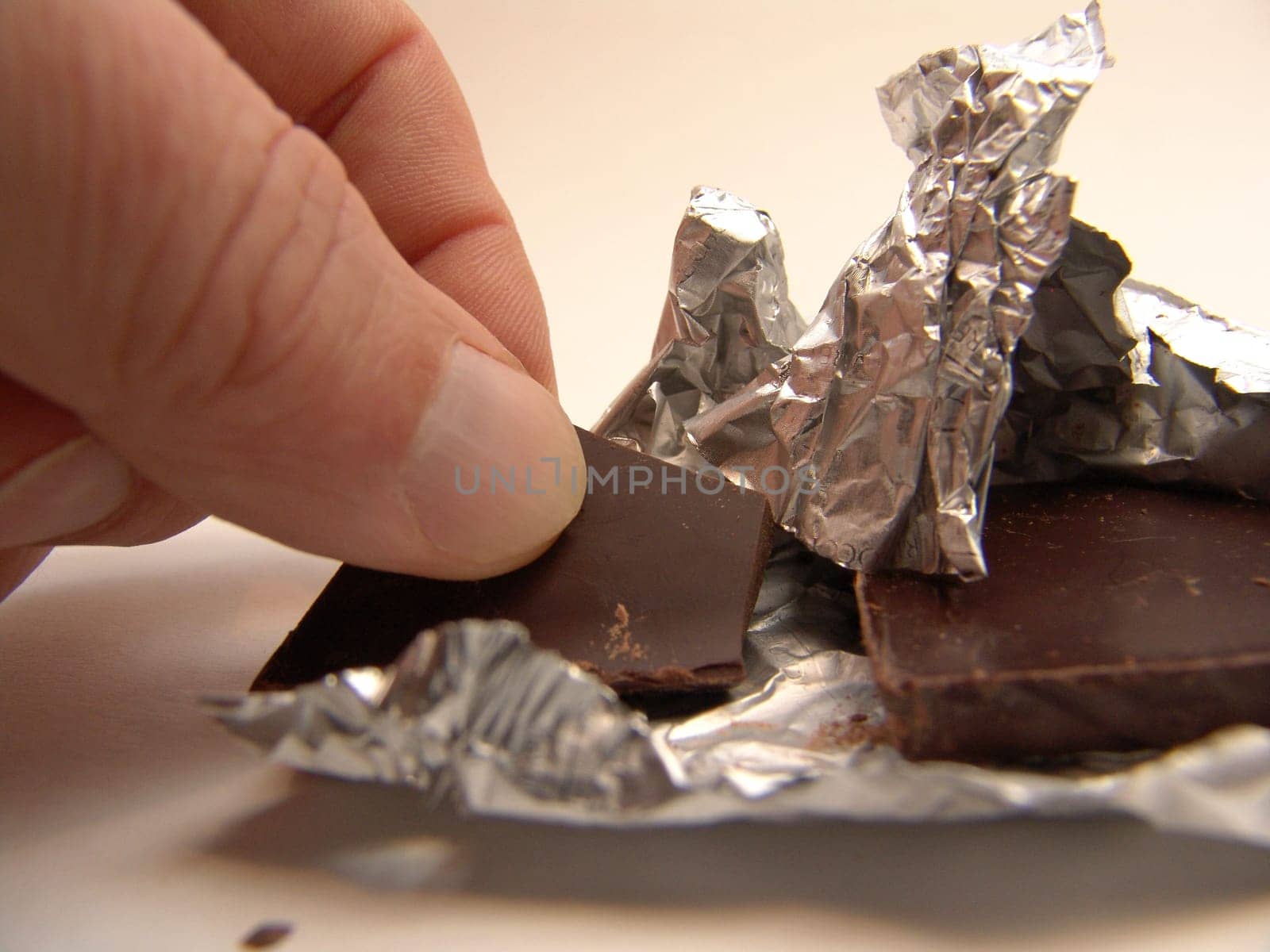 Snacking on chocolate