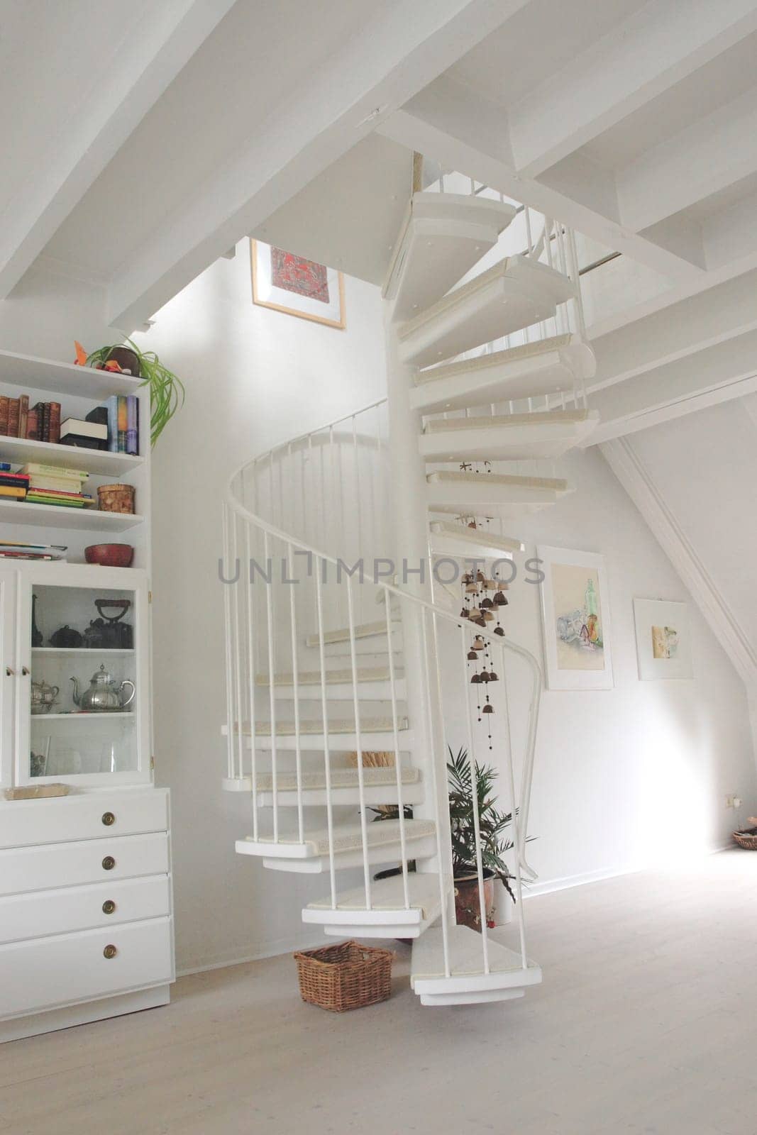 Spiral staircase in the living room