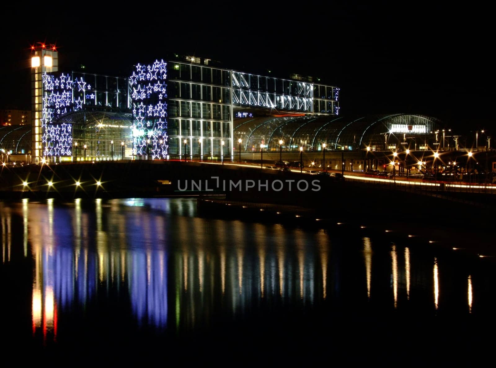 Illuminated Berlin Central Station