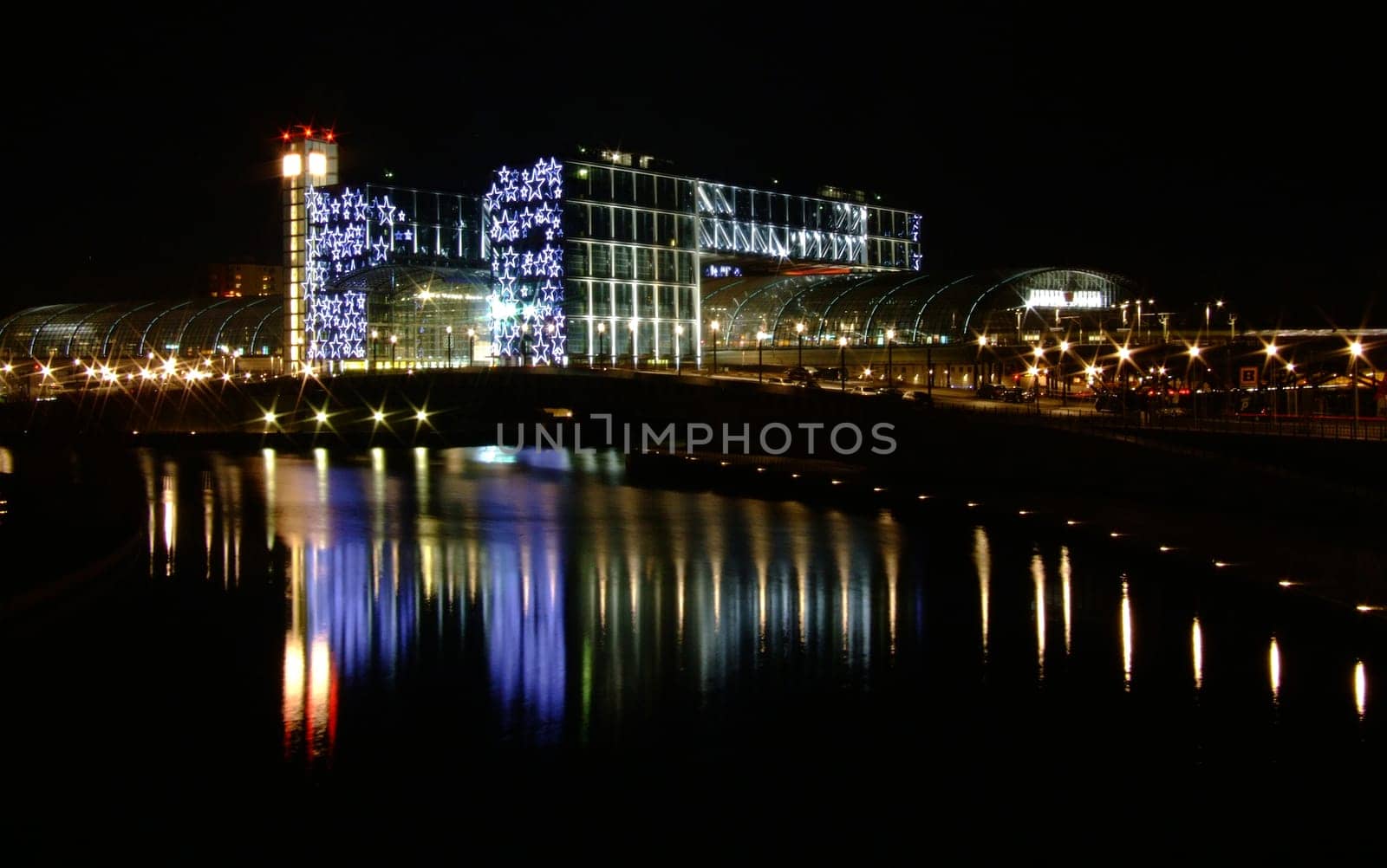 Illuminated Berlin Central Station