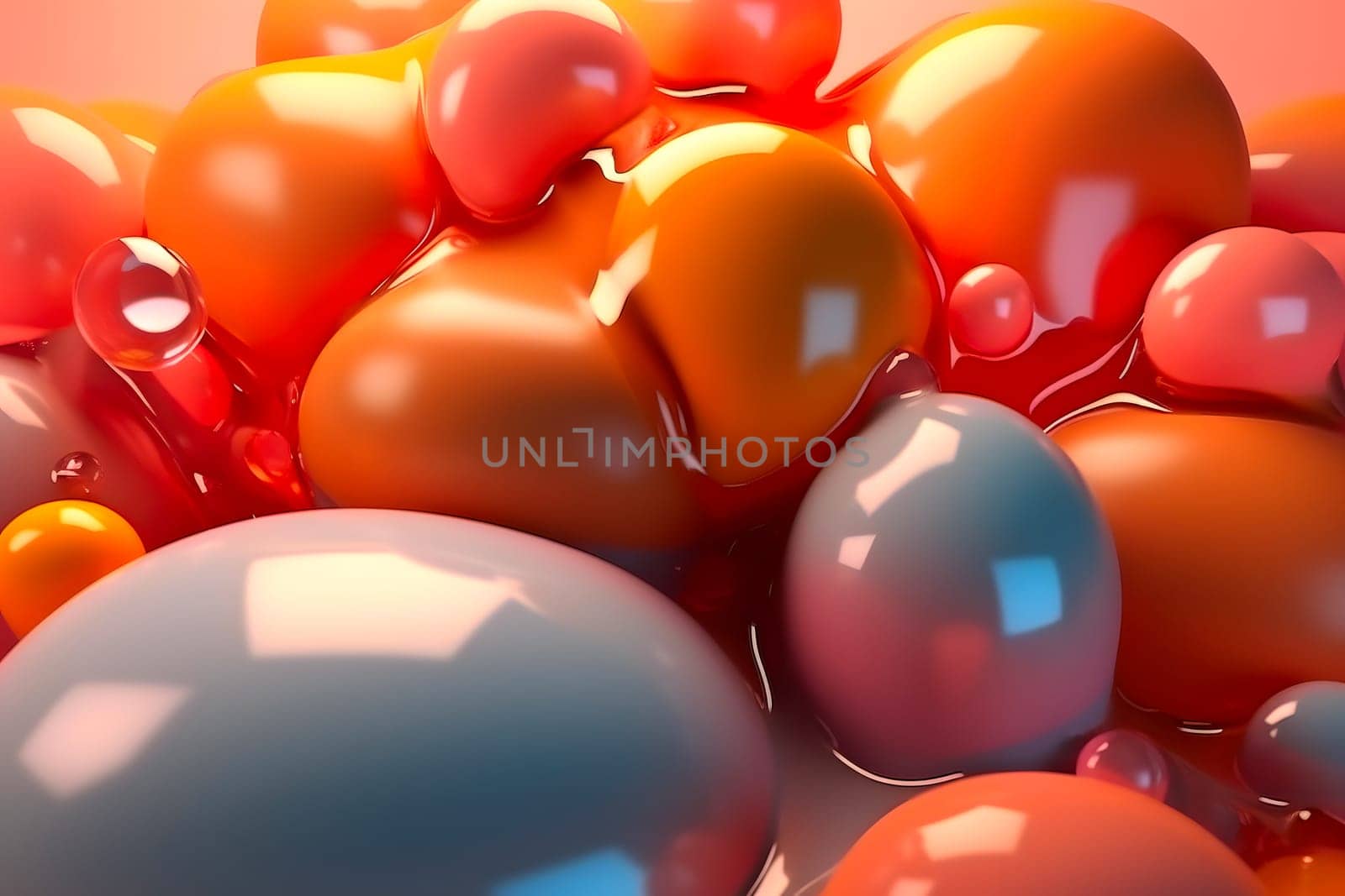 abstract background of colorful shiny gloss spheres or bubbles, neural network generated art by z1b
