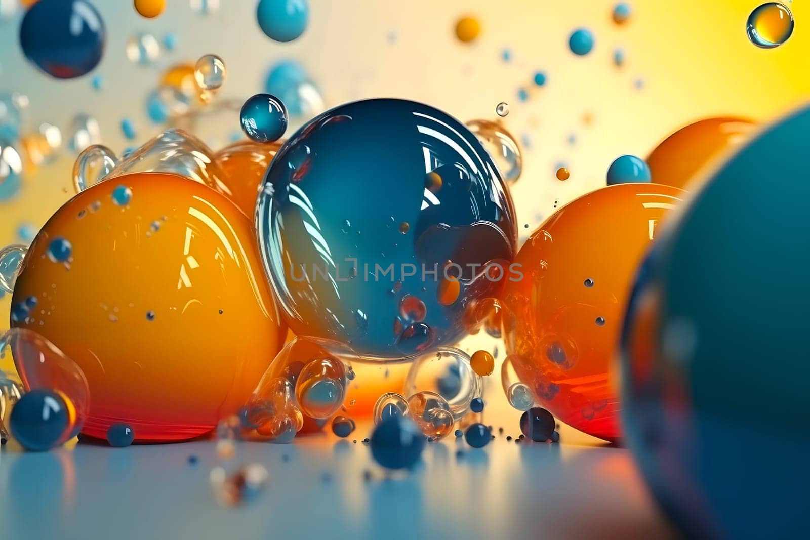 abstract background of colorful shiny gloss spheres or bubbles, neural network generated art by z1b