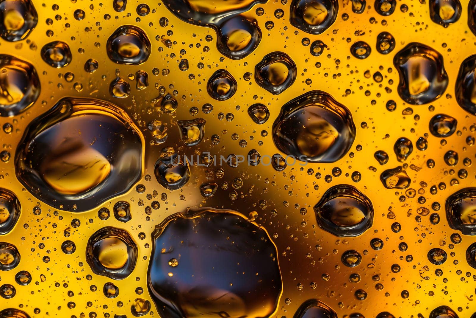 seamless yellow texture and full-frame background of water with oil or air bubbles, neural network generated art by z1b