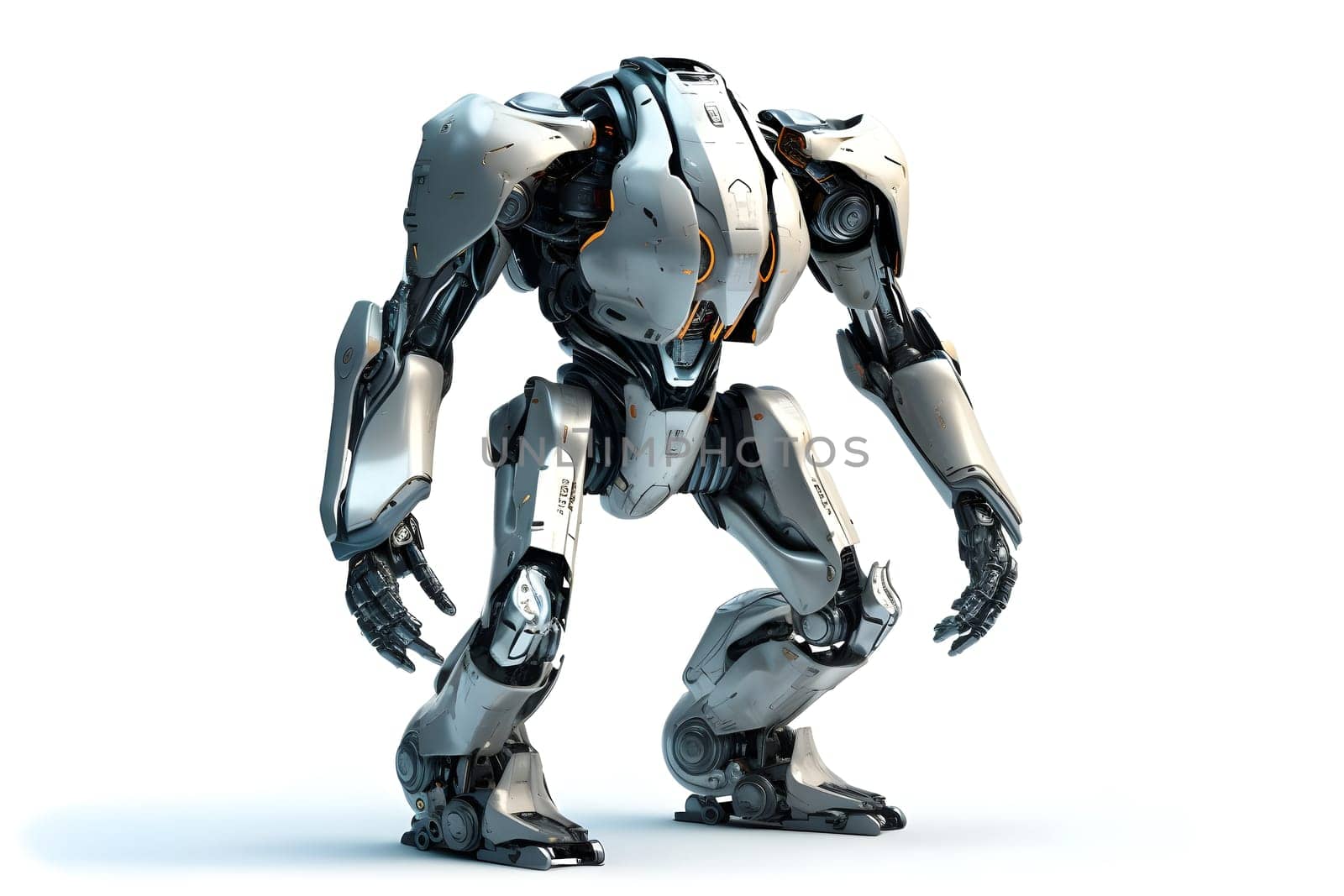 futuristic high-tech humanoid anthropomorphic robot on white background, neural network generated image by z1b