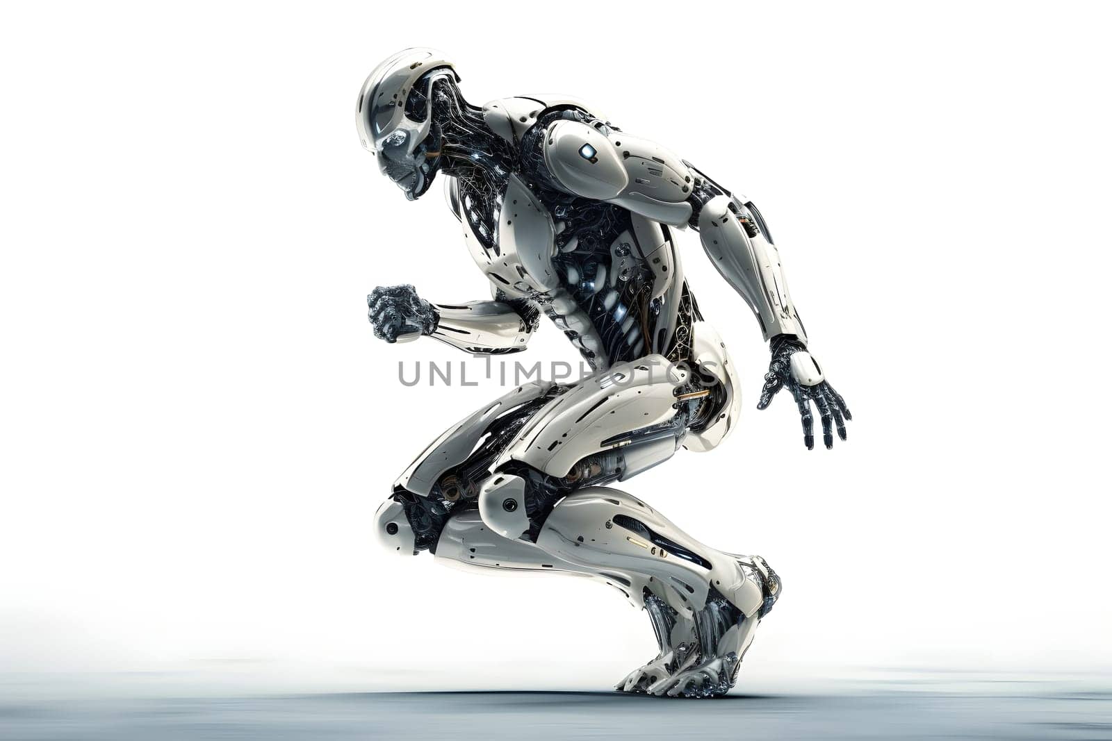 futuristic high-tech humanoid anthropomorphic robot on white background, neural network generated image by z1b