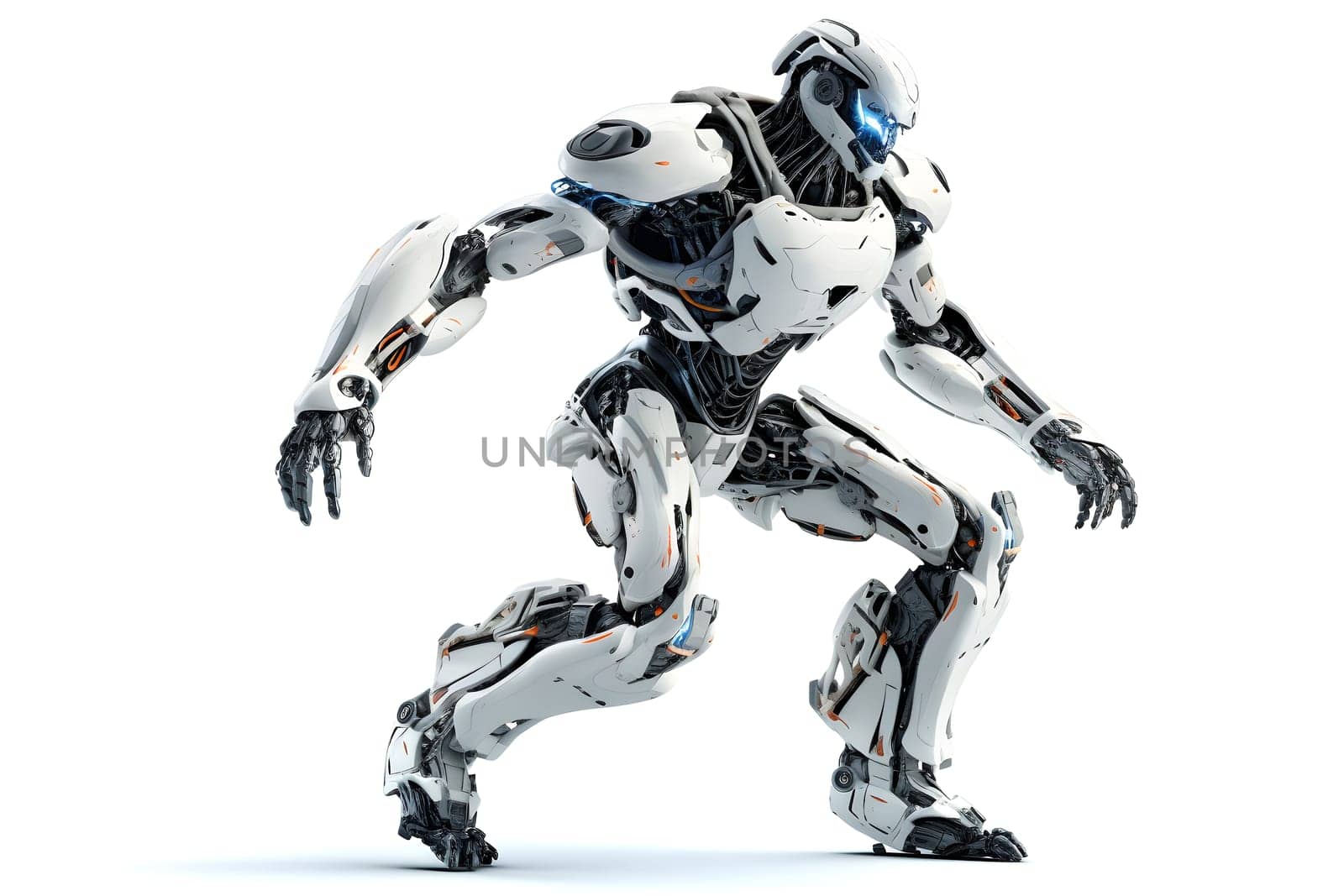 futuristic high-tech humanoid anthropomorphic robot on white background, neural network generated image by z1b
