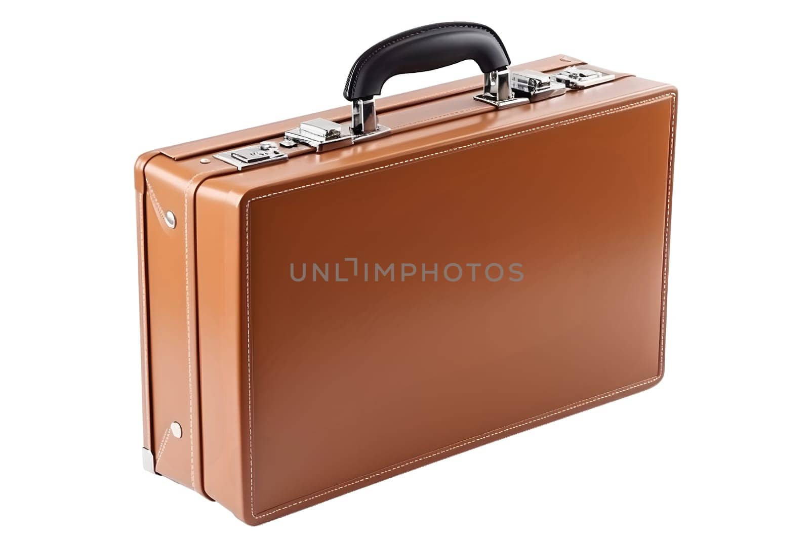 brown leather suitcase isolated on white background, neural network generated image by z1b