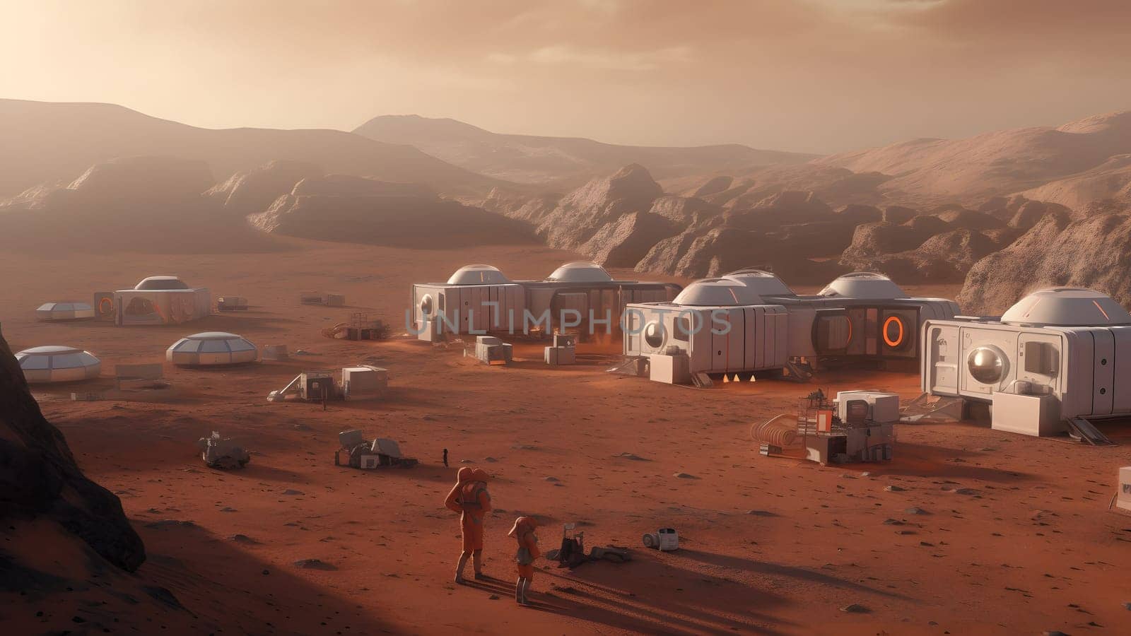 human colony on Mars. Neural network generated in May 2023. Not based on any actual person, scene or pattern.