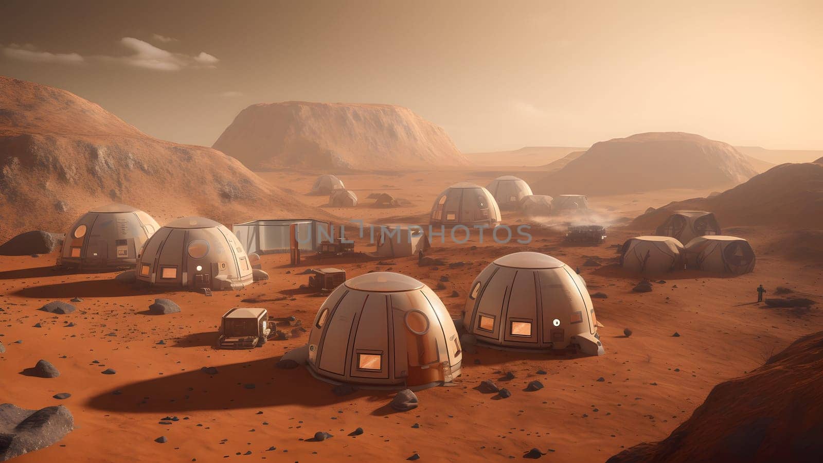 first human colony on Mars, neural network generated image by z1b