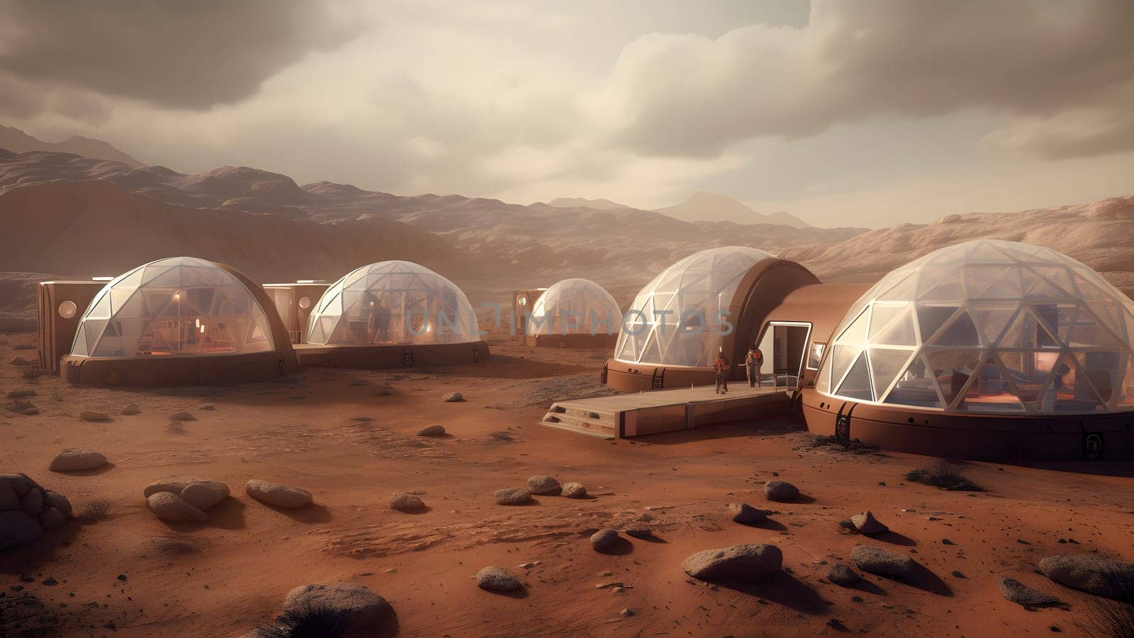 human colony on Mars. Neural network generated in May 2023. Not based on any actual person, scene or pattern.