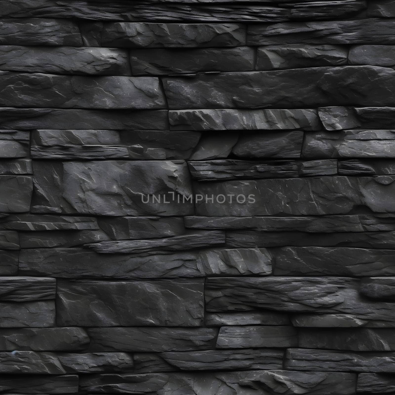Seamless texture of dark grey black slate tile wall, neural network generated image by z1b