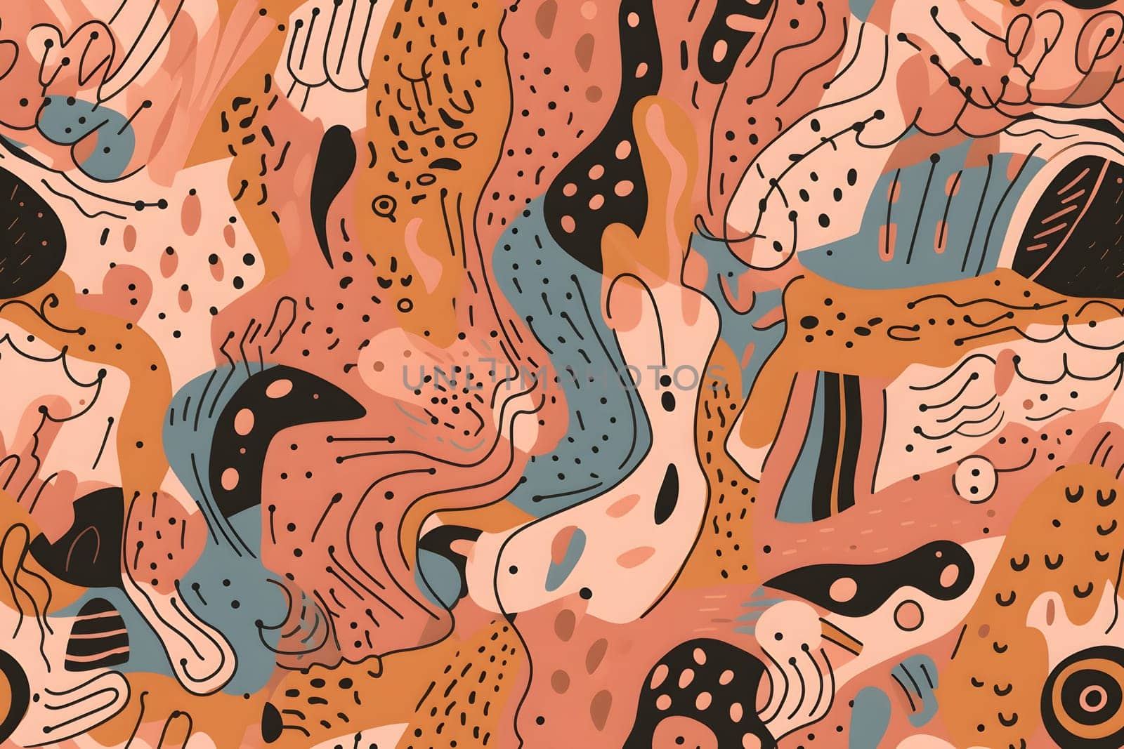 AI drawn flat design abstract seamless doodle pattern, neural network generated image by z1b