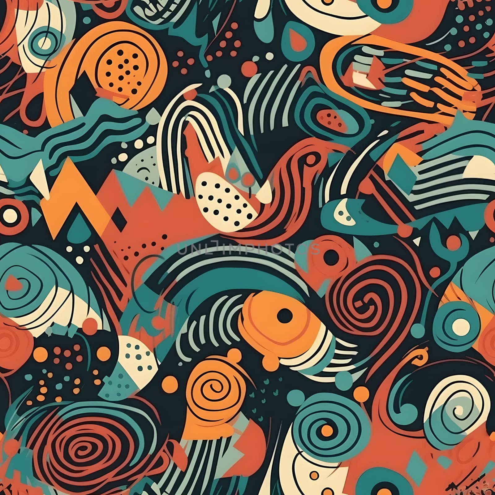 AI drawn flat design abstract seamless doodle pattern, neural network generated image by z1b