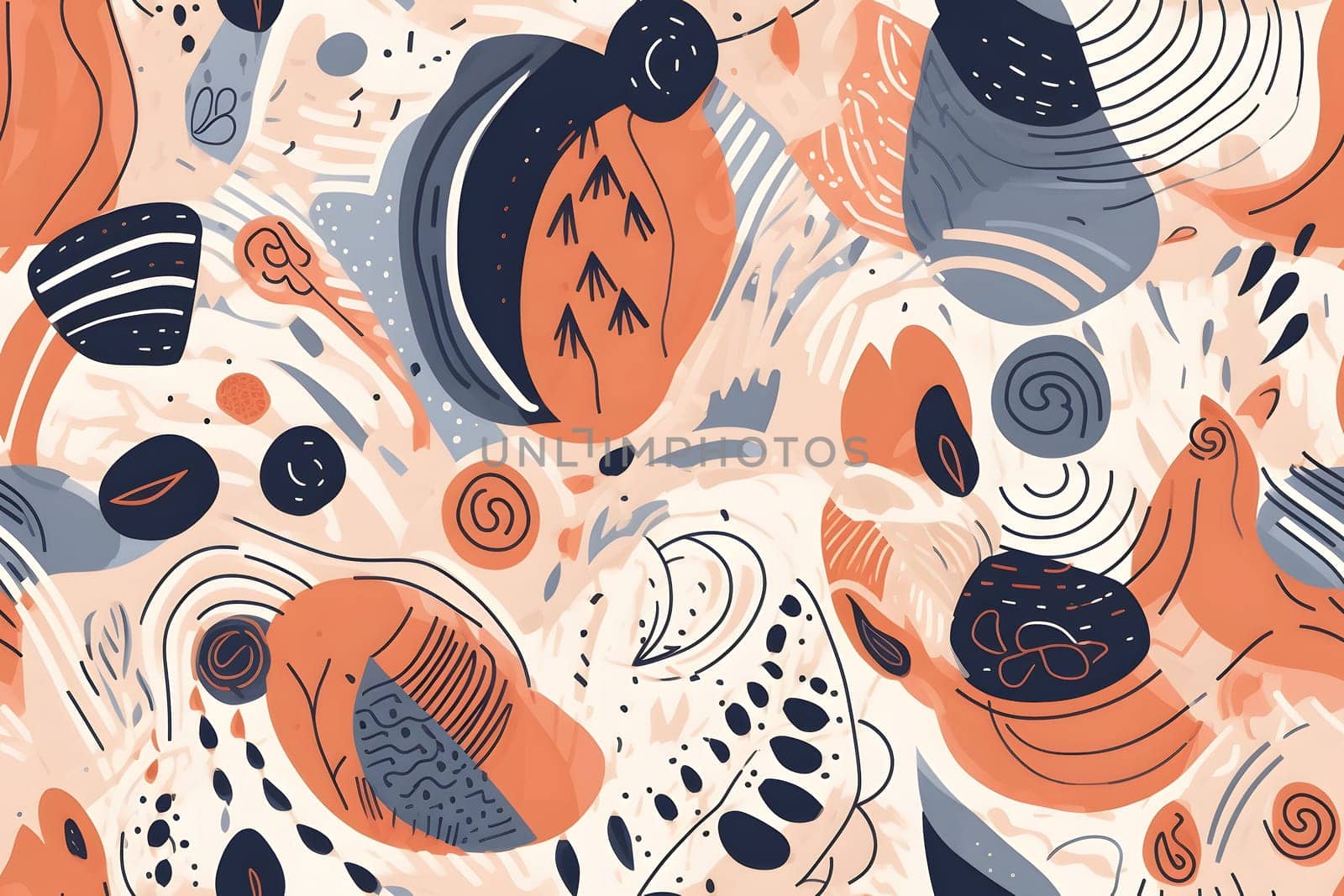 AI drawn flat design abstract seamless doodle pattern, neural network generated image by z1b