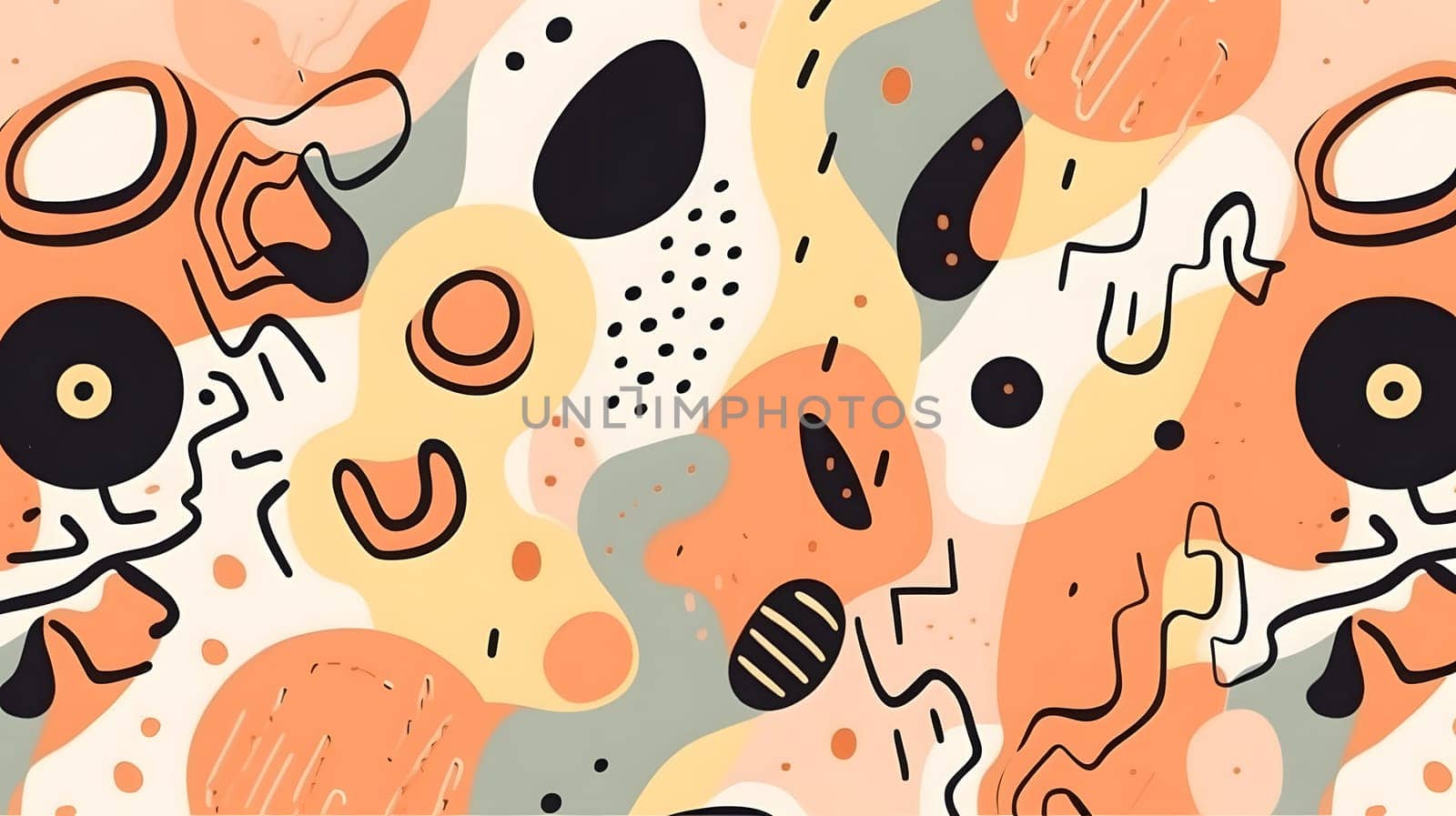 AI drawn flat design abstract doodle pattern, neural network generated image by z1b
