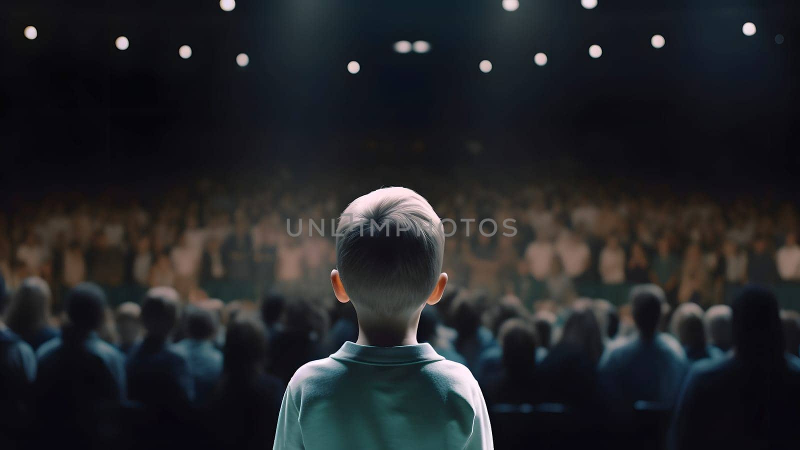 everyone turned their backs on the child, view from behind. Neural network generated in May 2023. Not based on any actual person, scene or pattern.