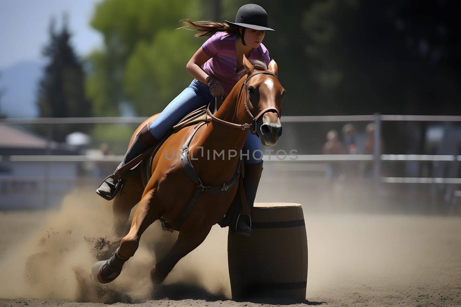 women horse barrel racing. Neural network generated in May 2023. Not based on any actual person, scene or pattern.