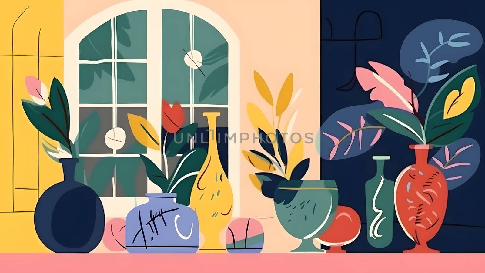 Flat design matisse style illustration, neural network generated image by z1b