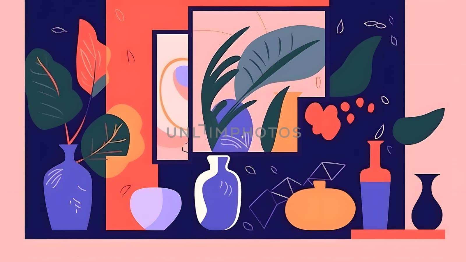 Flat design matisse style illustration, neural network generated image by z1b