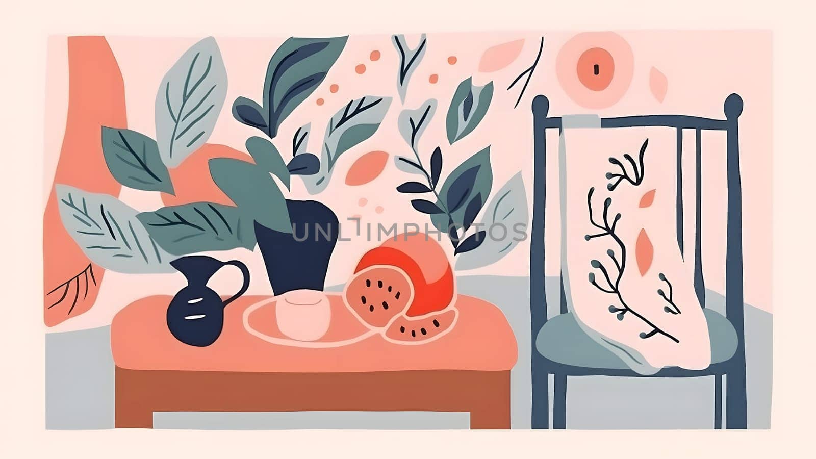 Flat design matisse style illustration, neural network generated image by z1b